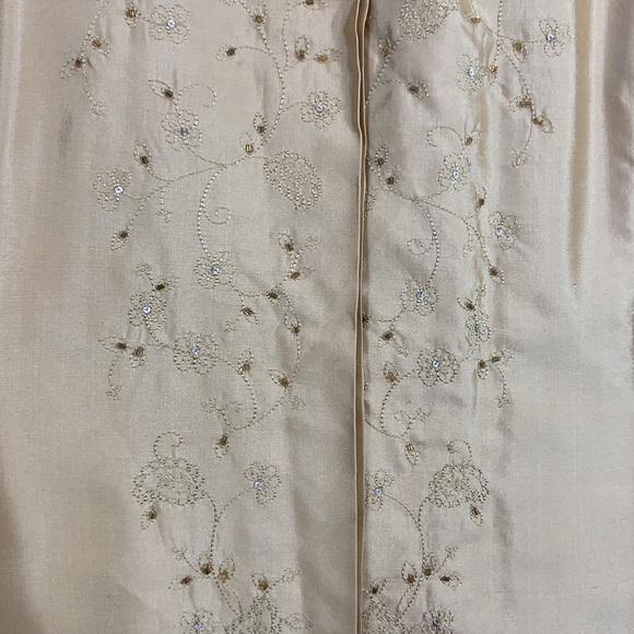 SilkLand Women's Button Up Long Sleeve 100% Silk Yellow Gold Beaded 6 - Picture 4 of 9